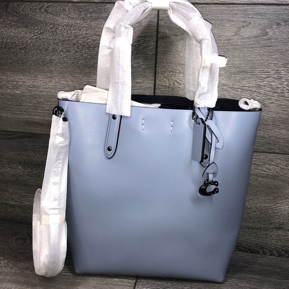 Coach Handbags - Coach Stone Blue Calf Central Shopper Tote